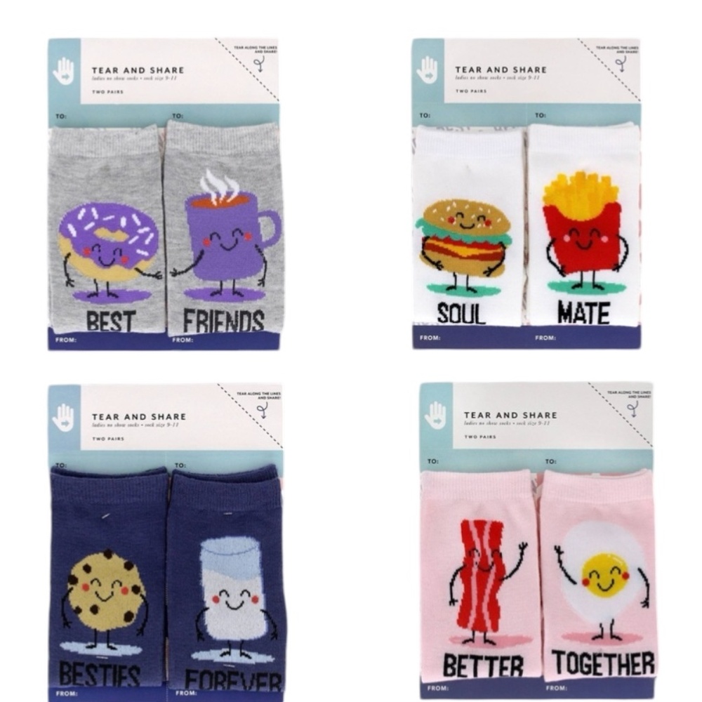 Tear and Share Socks - Bullseye's Playground, Size 9-11 4 pack 8 count